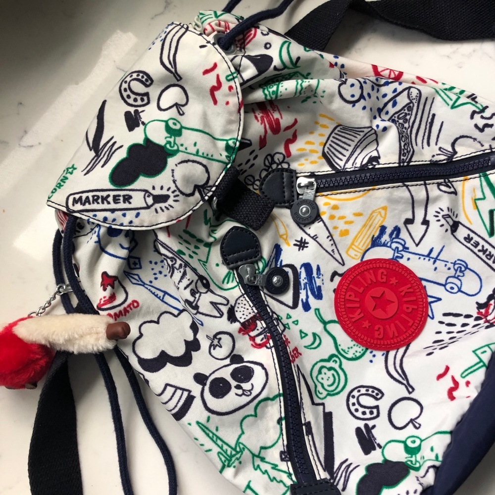 Kipling Bustling Backpack in Doodle Print